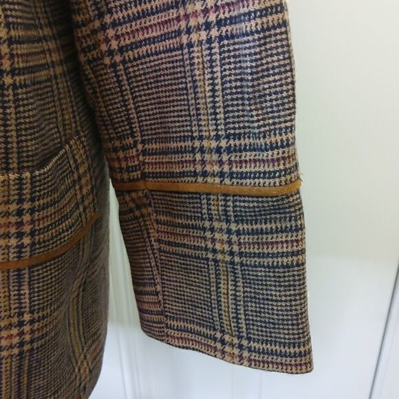 Harve' Bernard vintage plaid wool blend button front jacket with shoulder pads - Picture 8 of 13
